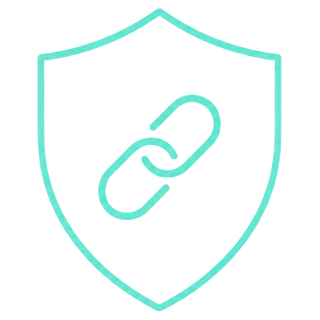 Line icon of a shield with a chain link