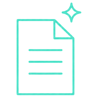 Line icon of a document with a sparkle