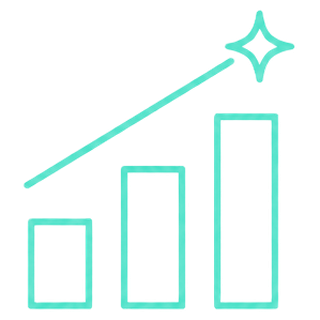 Line icon of a rising bar chart with a trend line
