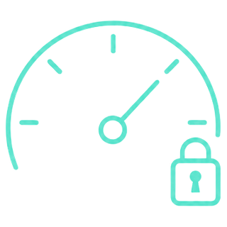 Line icon of a speed gauge with a padlock